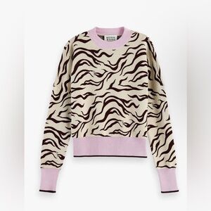 Scotch & Soda Women's Zebra Printed Intarsia Organic Sweater Size Small